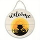 thumbnail image 1 of Halloween Wooden Doorplate Hanger New Pumpkin Black Cat Ghost House Bat Party Scene Decoration, 1 of 5