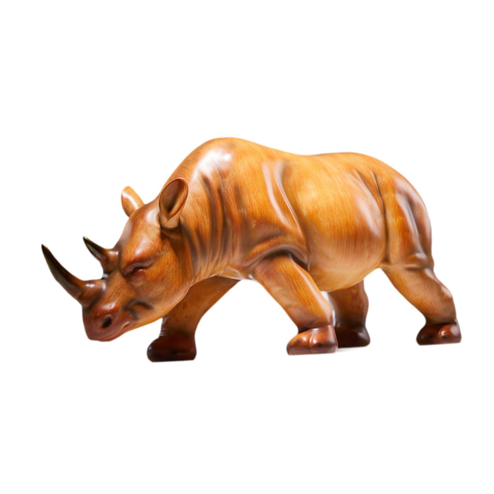 Bothyi - Escultura De Rinoceronte, Estatua Moderna De Rinoceronte Para Sala De Estar, Estantería Para El Hogar, Marrón