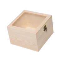 Bothyi - Caja De Almacenamiento De Madera, Manualidad Para Regalo Artesanal, Caja De Recuerdo Para Regalo De Dama De Honor, Decoración, Tapa De Cristal, 18X18X12Cm