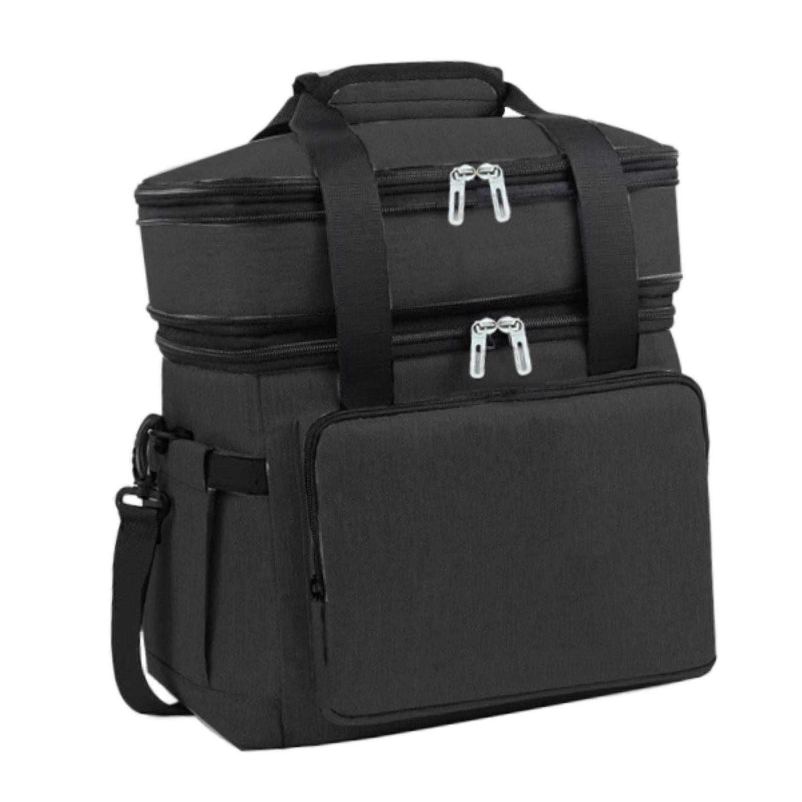 Magideal - Bolsa De Enfriador Aislado Bolsa Térmica Portátil Impermeable Al Agua Multifuncional Doble Capa Expandible Para Excursionistas Para Viajes De Día De Negro