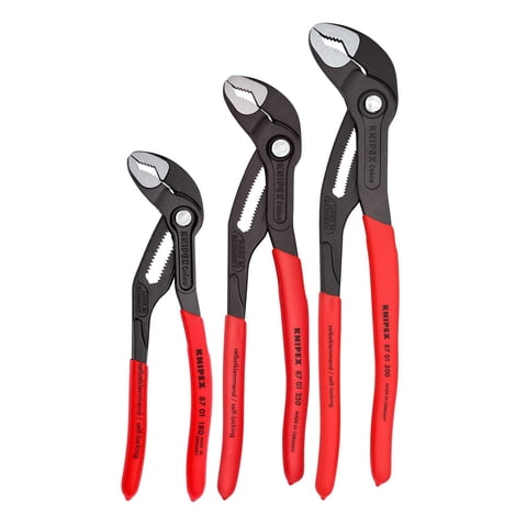Juego De Alicates Knipex Cobra De 3 Piezas Con Mangos De Agarre Cómodo
