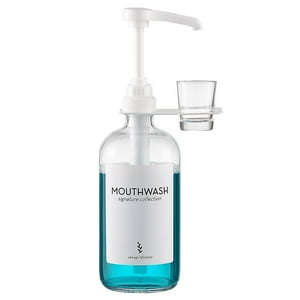 Dispensador De Enjuague Bucal Onsogi Glass De 500 Ml Con Portavasos Y Bomba