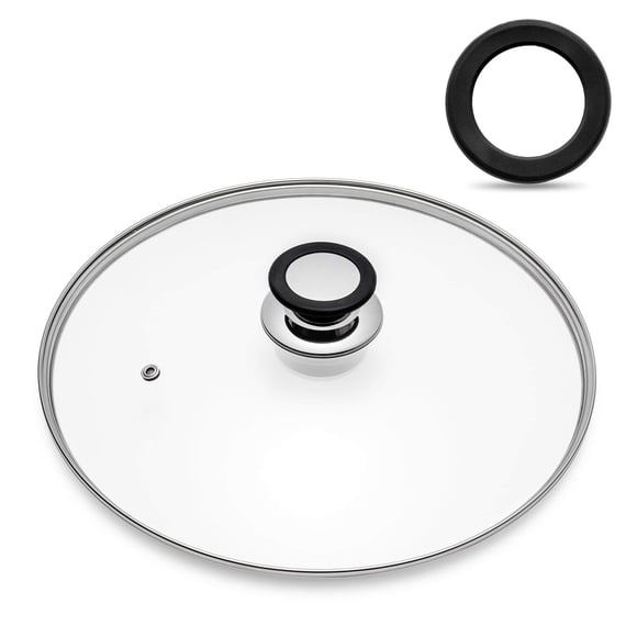 Tapa de vidrio templado Eooch con mango resistente al calor de 24 cm