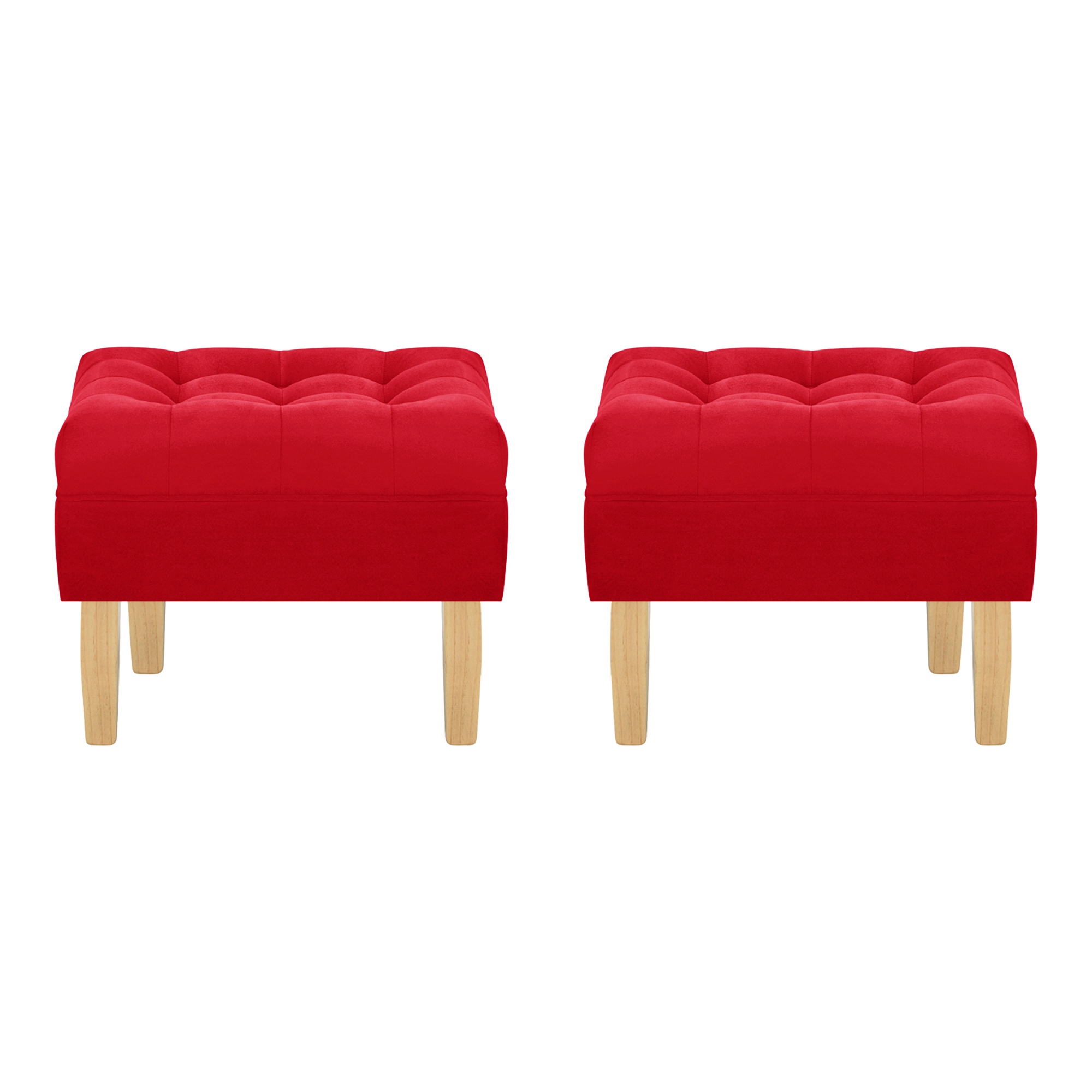 Bodevir - Set Pouf Wood 1C Felpa 05 Rojo