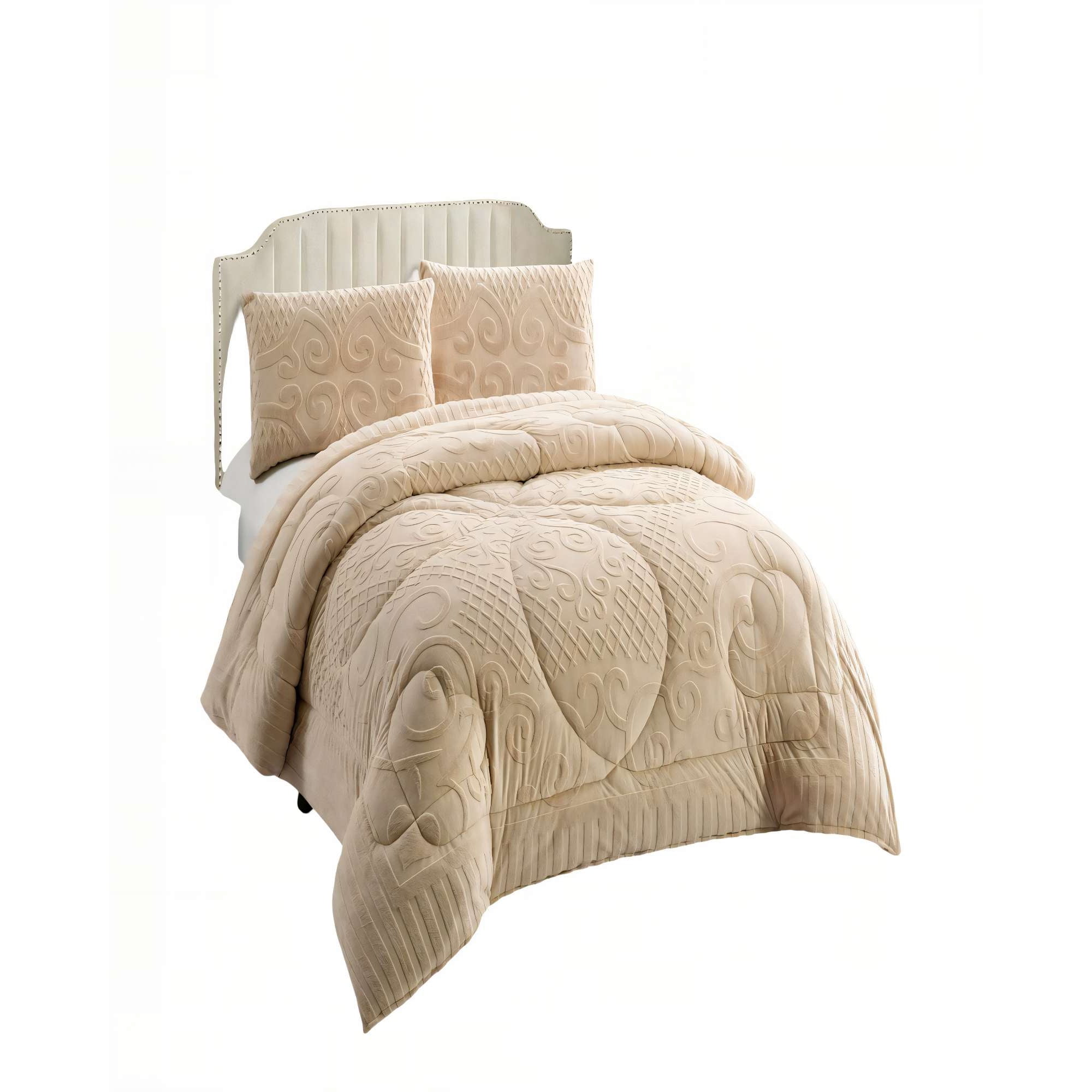 Genérico - Plumon Con Textura De Relieve 2 Plaza Color Beige