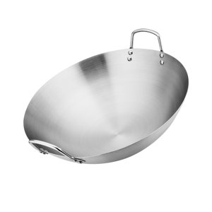 Ioensy - Sartén De Acero Para Saltear, Utensilios De Doble Asa, Portátil, Engrosada Para Barbacoa Doméstica, 28Cm