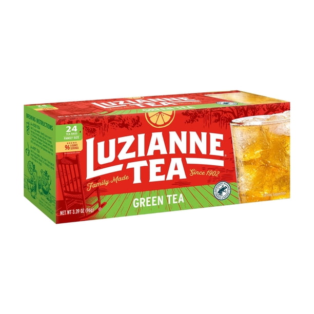 Bolsitas de té verde Tea Luzianne, tamaño familiar, caja de 24 unidades (paquete de 1)