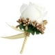 thumbnail image 4 of Estimulación Flor de rosa Broche Pin Ramillete de novia Blanco y dorado, 4 of 5