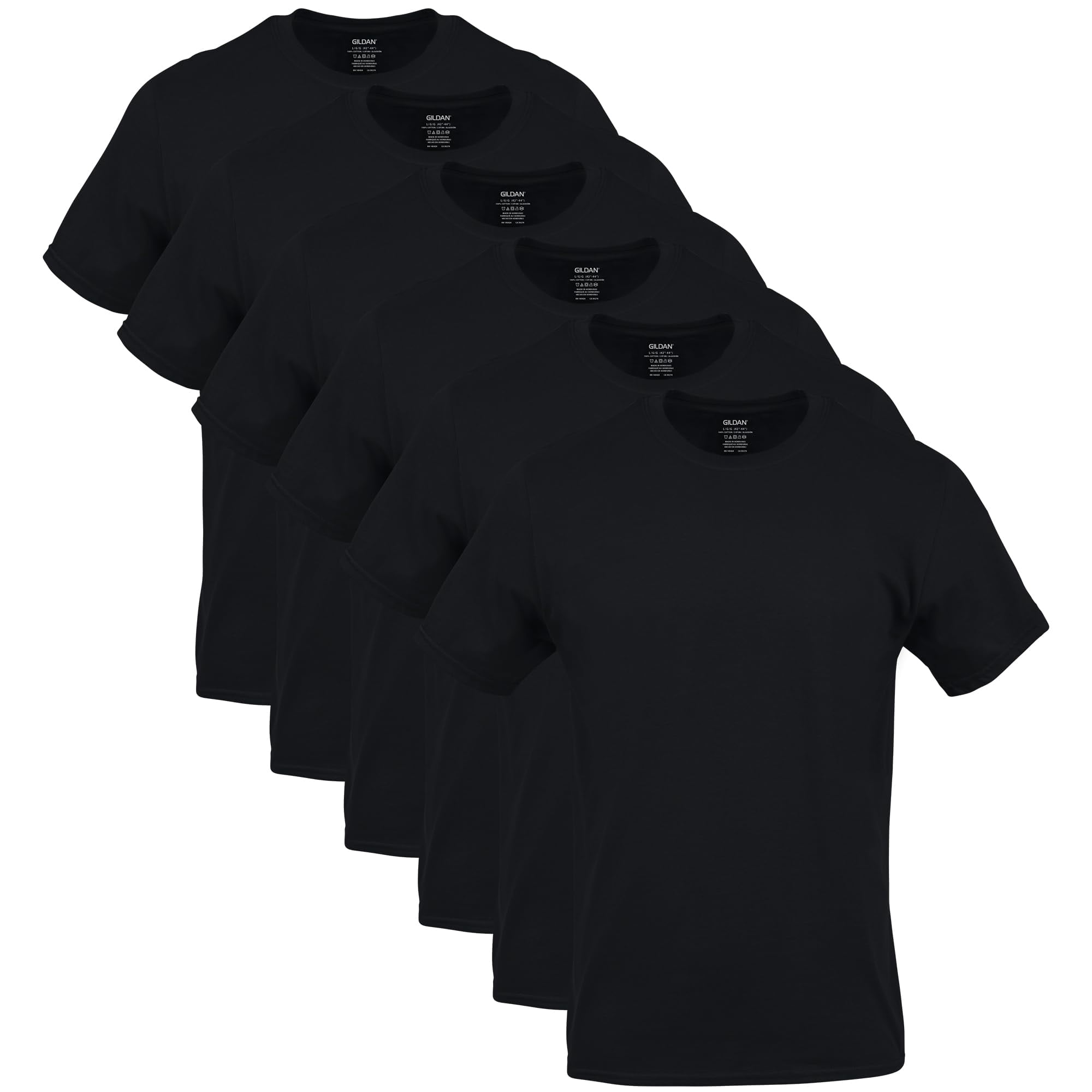 Camiseta Gildan Crew Para Hombre G1100 Negra Talla M (paquete De 6)