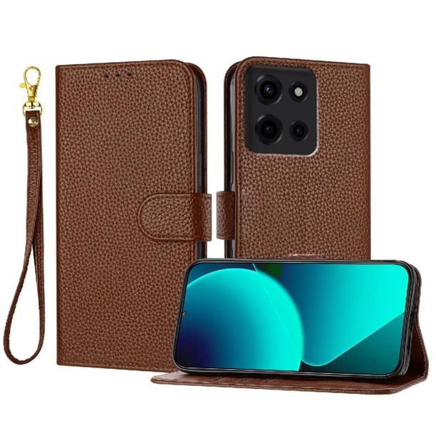 Funda Cartera para Motorola Moto G 5G 2025 Tarjetero Soporte Magnético y Correa Marrón