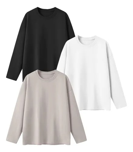 Genérica - Pack 3 Camisetas Niños Manga Larga Algodón Con Bambu16