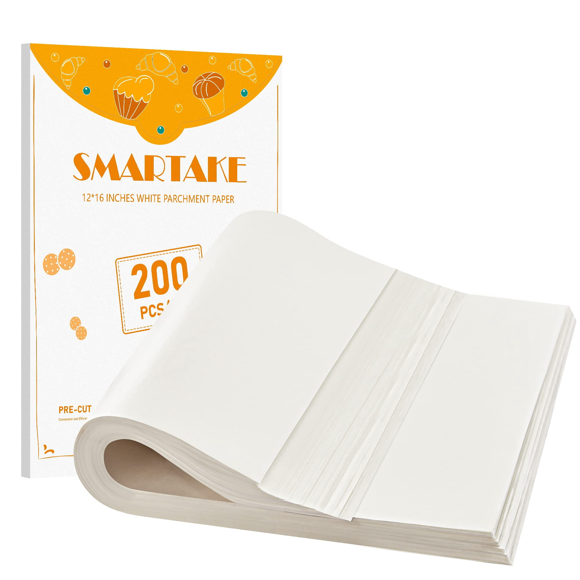 Bandejas Para Hornear De Papel Pergamino Smartake, 200 Unidades, 30 X 40 Cm, Color Blanco