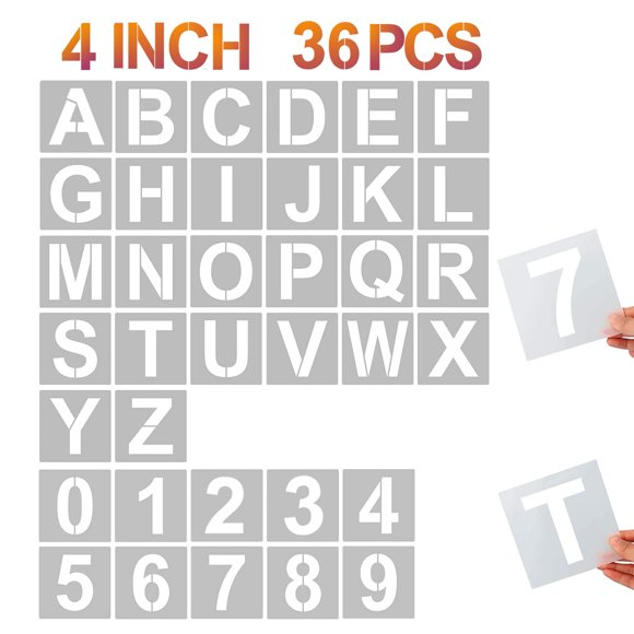 Plantillas de letras YEAJON 10 cm 36 piezas reutilizables de plástico
