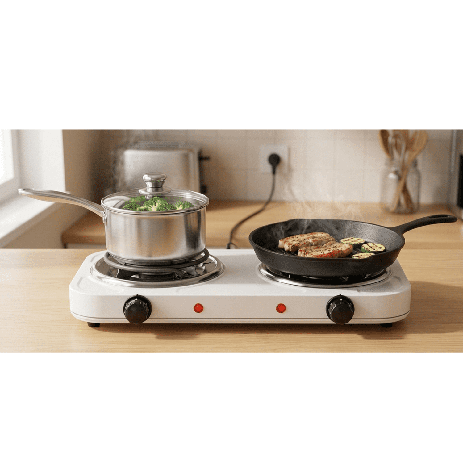 Genérico - Cocinilla Eléctrica 2 Platos 2000w Ideal Para Campinp/hogar