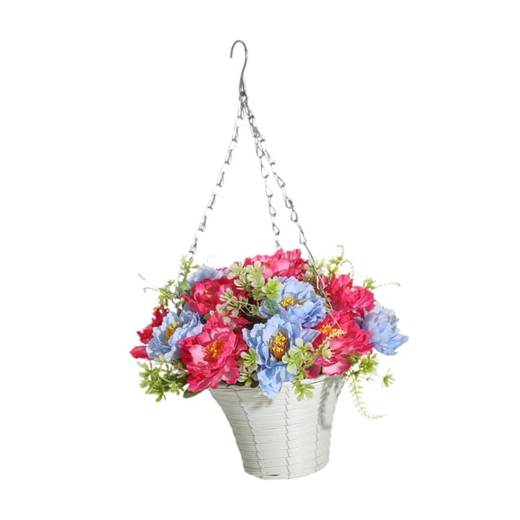 Flores Colgantes Artificiales Con Maceta De Cadena De Cesta Para Terraza, Patio Al Aire Libre, Estilo D