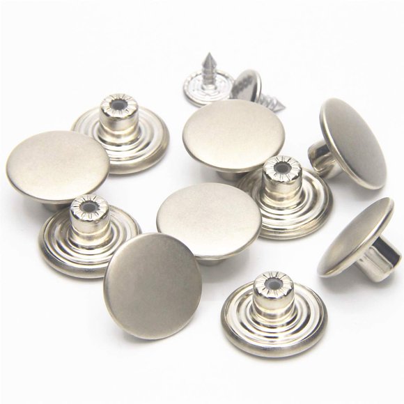 Botones de remache para jean Enosea 17 mm acabado plateado mate - juego de 12