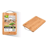 Genérico - Tabla Para Cortar De Cocina Bambú Firme + Mango Metálico Lisa Marrón Claro