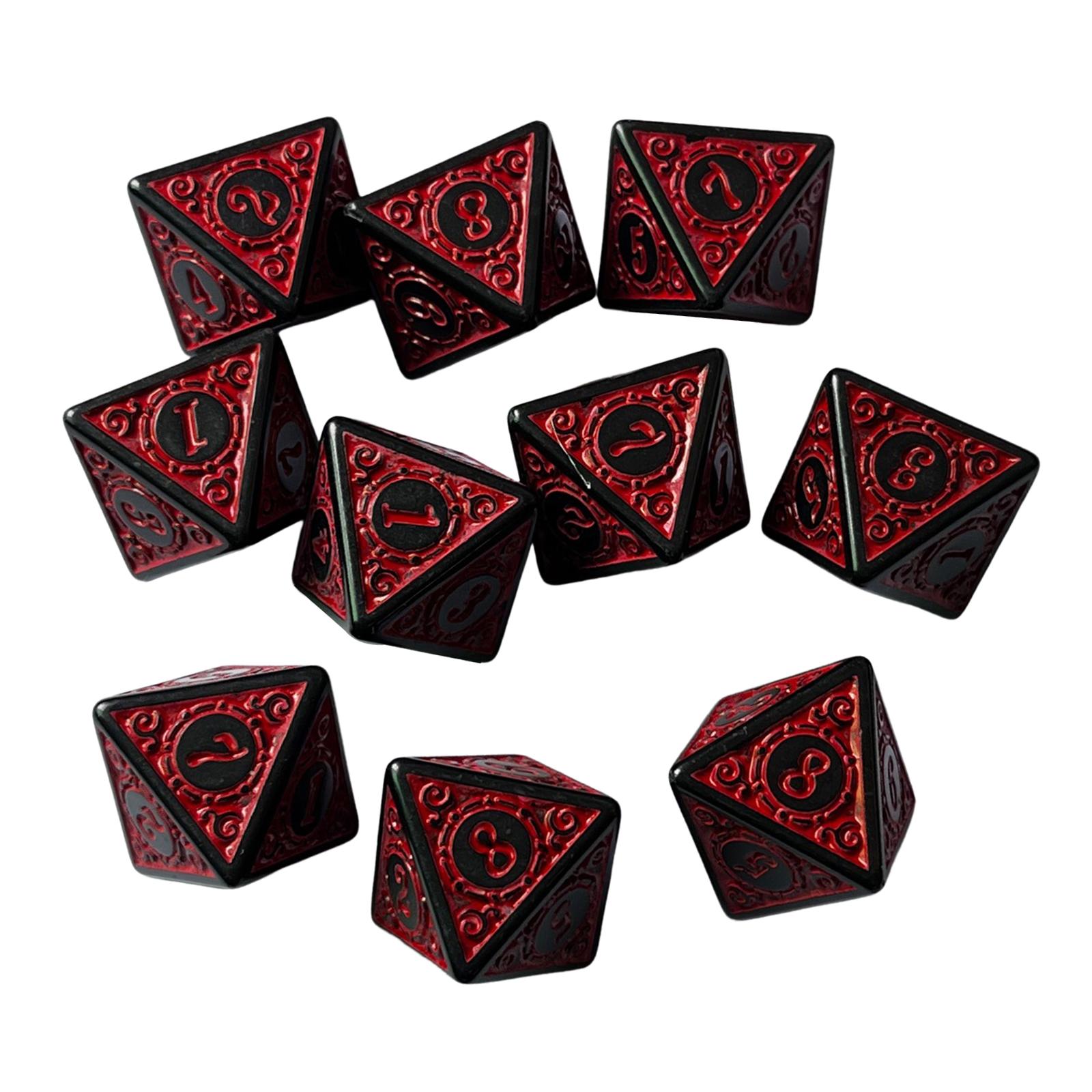 Magideal - 10 Piezas Dados De 15 Mm Dados De Juego De 8 Lados D8 Dados Poliédricos Juguetes De Enseñanza De Matemáticas Acrílicas Favores De Fiesta Dados D8 Jueg Rojo