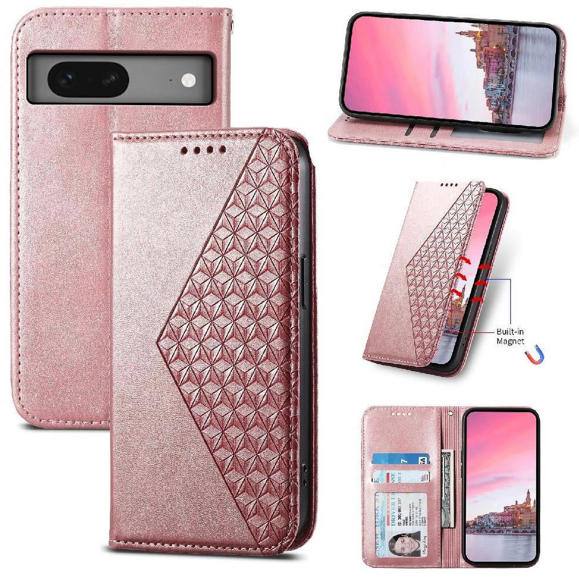 Funda Flip Foxdock Para Google Pixel 7 , Estilo Billetera Con Diseño Rombo, Correa De Mano Y Soporte, Uso Diario