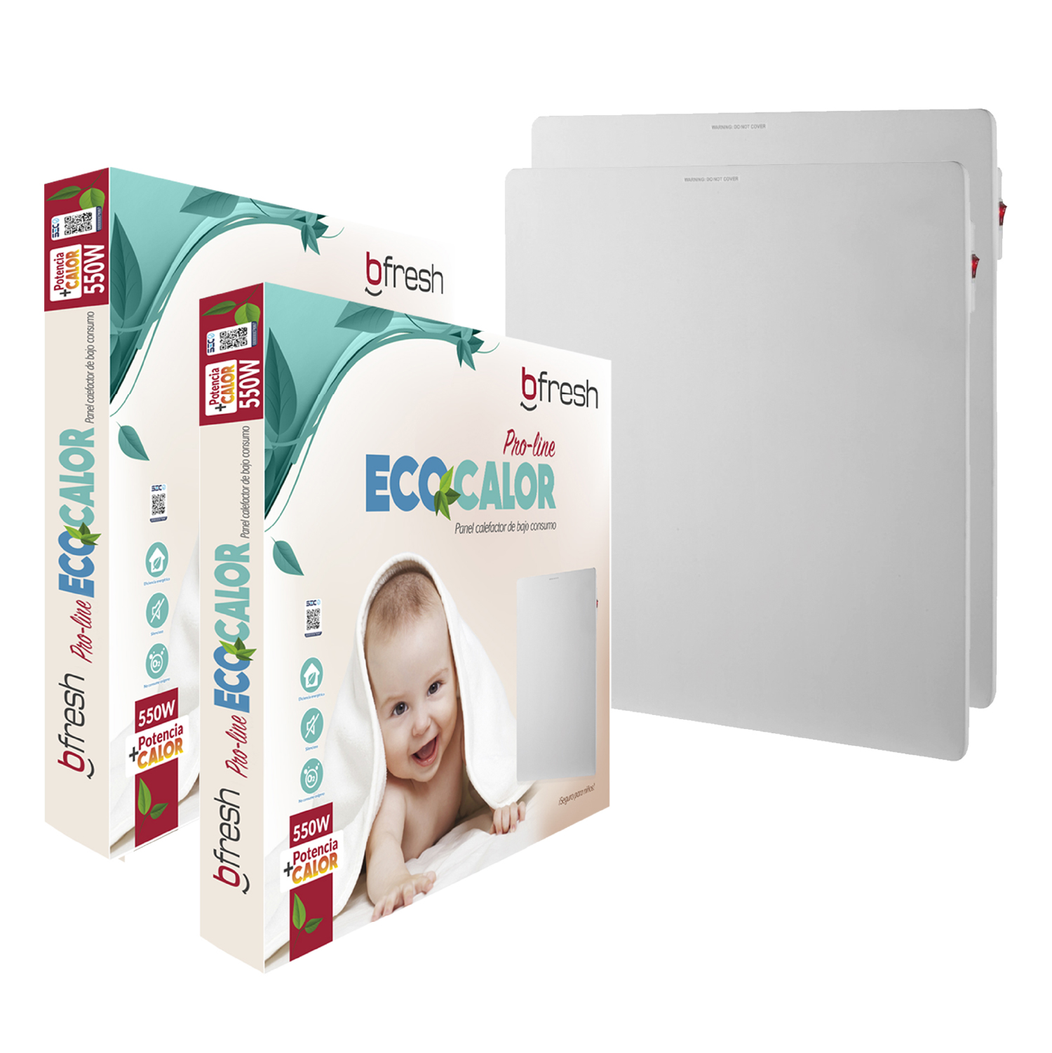 Bfresh - Pack 2 Paneles Murales Calefactores 550W Blanco