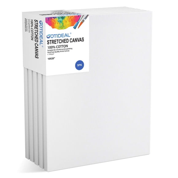 Lienzo GOTIDEAL 41x51 cm Pack de 5, preimprimido blanco