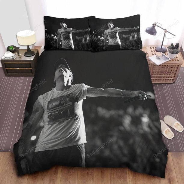 Eminem Performing On Stage Moment Quilt Duvet Cover Set Bedclothes Doona Cover3-Piece Bedding Set