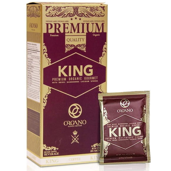 Café ORGANO King Premium Orgánico con Ganoderma, 25 sobres