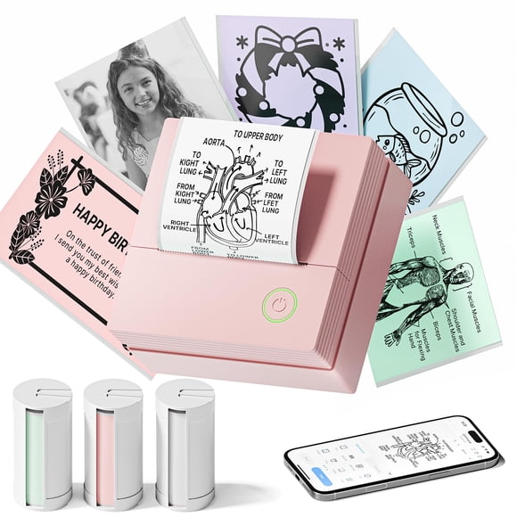 Impresora de pegatinas TYPONOS PM290 Mini Bluetooth con 3 rollos de papel