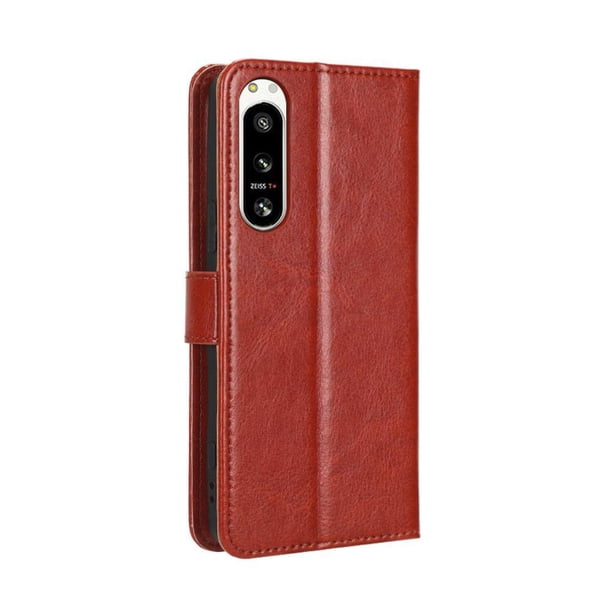 Funda tipo libro para Sony Xperia 5 IV, cartera todo‑en‑uno, funda multifuncional con tarjetero y correa de muñeca desmontable