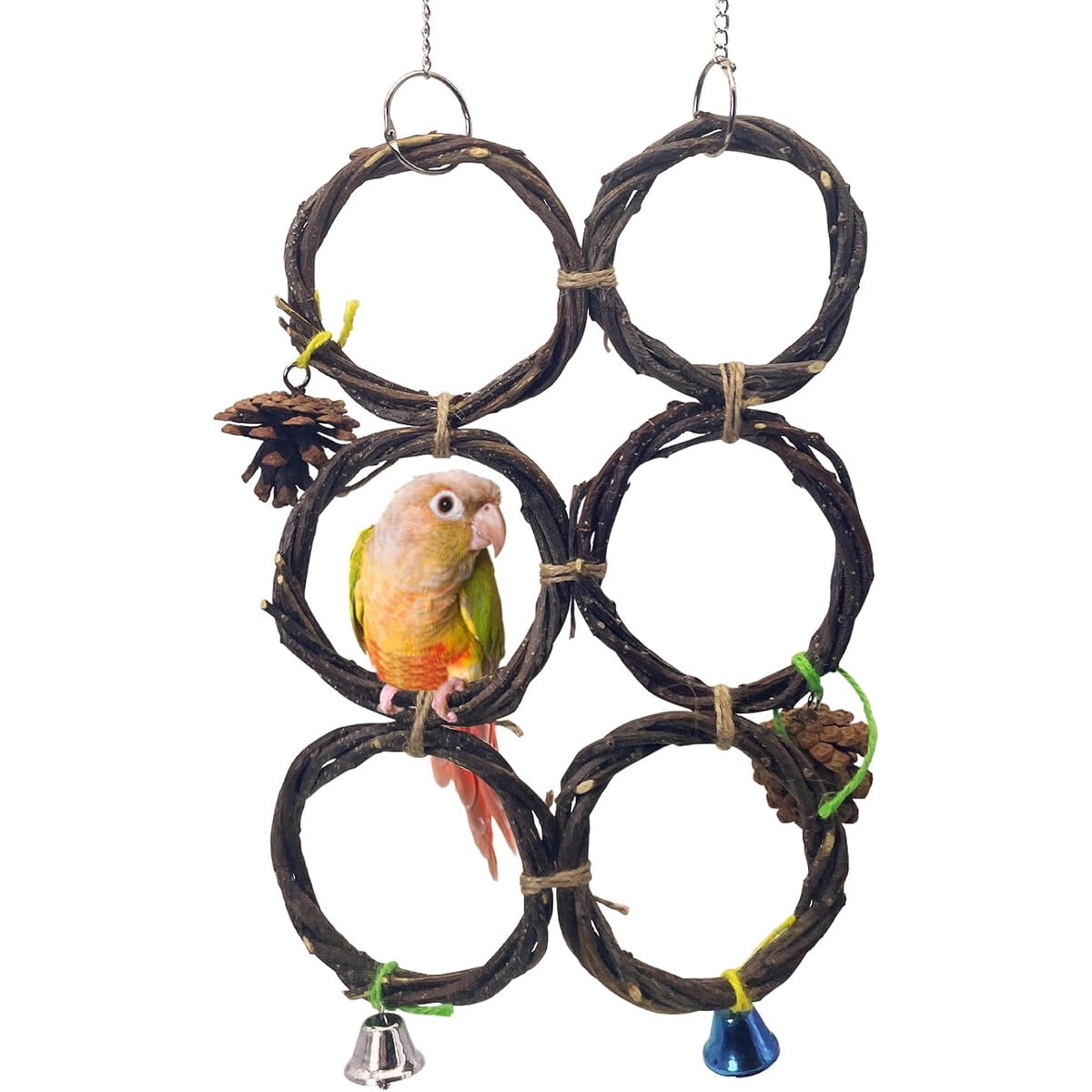 Columpio para Aves BNOSDM HY102C Anillos Madera Natural