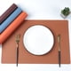 thumbnail image 1 of XmhyTop Juego de 4 Manteles Individuales de Piel Sintética, Impermeables, Fáciles de Limpiar, Resistentes al Calor y Antideslizantes para Uso Interior y Exterior, 45*30cm, Estilo B, Marrón, 1 of 5