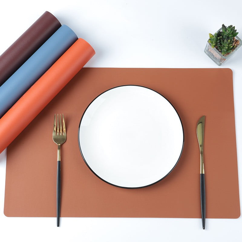 Xmhytop Juego De 4 Manteles Individuales De Piel Sintética, Impermeables, Fáciles De Limpiar, Resistentes Al Calor Y Antideslizantes Para Uso Interior Y Exterior, 45*30cm, Estilo B, Marrón