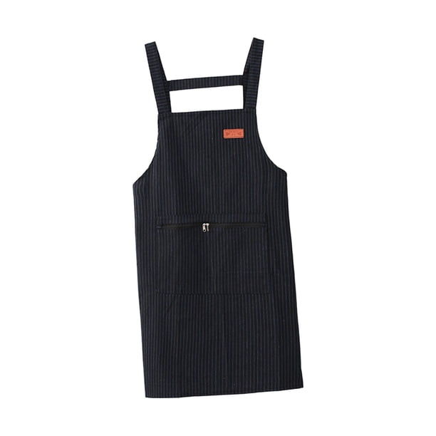 Delantal de catering Delantal de peluquería Hombres Mujeres Delantal con pechera Delantal para hornear Delantal portátil sin mangas con bolsillos para Negro