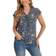 thumbnail image 2 of INSPIRE CHIC Blusa Floral de Regreso a Clases para Mujer, Manga Corta, Casual de Chifón con Volantes, Gris Azul M, 2 of 6