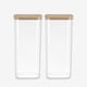 thumbnail image 1 of Set 2 Frascos Hermeticos 600mL Cuadrado Vidrio 18cm Tapa Bambú, 1 of 3