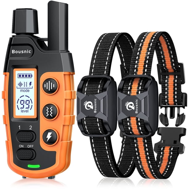 Collar de adiestramiento para perros BOUSNIC para 2 perros, 2,3 a 54 kg, resistente al agua hasta 1000 m