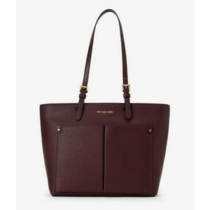 Cartera Michael Kors Jet Set Medium Vegan Leather Top Zip Pocket Tote (Oxblood)