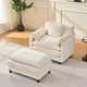 thumbnail image 3 of 39.4" Modern Accent Chair with Ottoman, Living Room Club Chair Chenille Upholstered Armchair , Reading Chair for Bedroom, Beige Chenille, 3 of 3