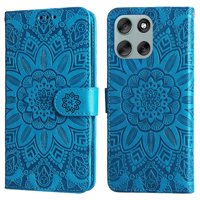 Funda Tipo Cartera Foxdock Para Motorola Moto G56 , Diseño Girasol En Relieve, Cuero Pu, Cierre Magnético, Soporte Y Tarjetero