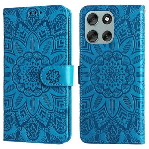 Funda Tipo Cartera Foxdock Para Motorola Moto G56 , Diseño Girasol En Relieve, Cuero Pu, Cierre Magnético, Soporte Y Tarjetero