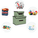 thumbnail image 4 of Juego de 2 cajas de almacenamiento grandes con tapas y asas, contenedores organizadores plegables para ropa de cama, cestas, cubos con divisor extraíble para el hogar, dormitorio, armario, oficina., 4 of 8