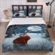 thumbnail image 1 of 3pcss Snowy Night Red Rabbit Themed Bedding Set Duvet Cover Pillowcase Set, 1 of 5