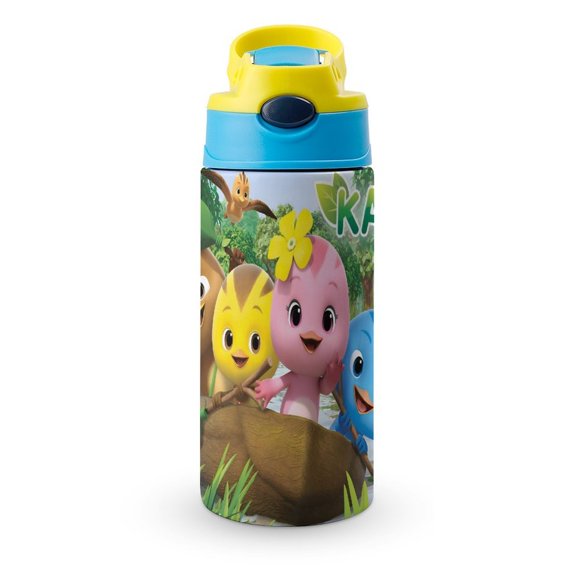 Katuri Botella de Agua con Tapa Pop Top de Un Toque, Acero Inoxidable, a Prueba de Fugas, para Deportes, Botella Infantil azul 12 oz