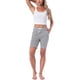 thumbnail image 2 of INSPIRE CHIC Pantalones Cortos de Pijama a Rayas para Mujer, Suaves y Ligeros, con Cintura Elástica y Cordón, Pantalones Cortos de Descanso con Bolsillos XS Gris, 2 of 6