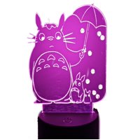 Lelumania - Lampara Ilusion 3D Totoro De 7 Colores, Base Touch