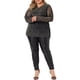 thumbnail image 2 of Agnes Orinda Conjuntos de Halloween Blusa Transparente con Brillo de Pedrería y Lentejuelas de Manga Larga con Escote en V para Mujer de Talla Grande 2X Negro, 2 of 6