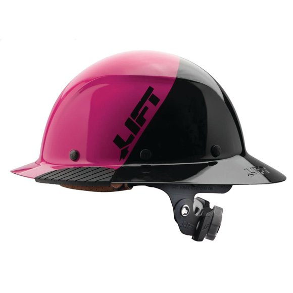 Hard Hat LIFT Safety DAX Fiber Resin con borde completo, rosa y negro