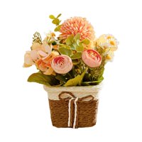 Magideal - Flores Artificiales En Maceta, Flores Artificiales En Cesta, Plantas Rústicas En Maceta Para Escritorio, Oficina, Decoración Del Hogar, Sala De Estar, Rosa