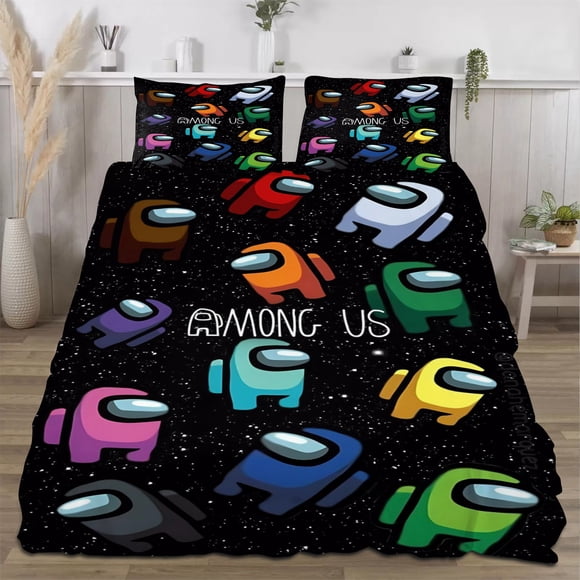 Among Us Bedding Comforter Sets,Queen Quilt Bedding Set,3 Pieces Set Bedding Twin Size,Colorful Soft Lightweight Print All Season 177*218CM