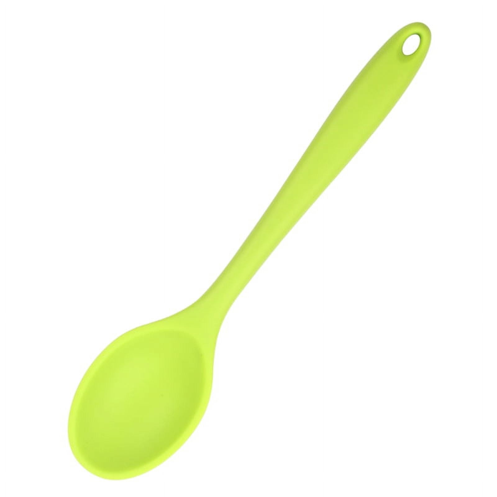 Xmhytop Cucharas De Silicona , Cucharas De Silicona Verde A De Para Comer, Cuchara De 20.4x4.3cm Para Cocina, Comedor, Cocina Y Hornear